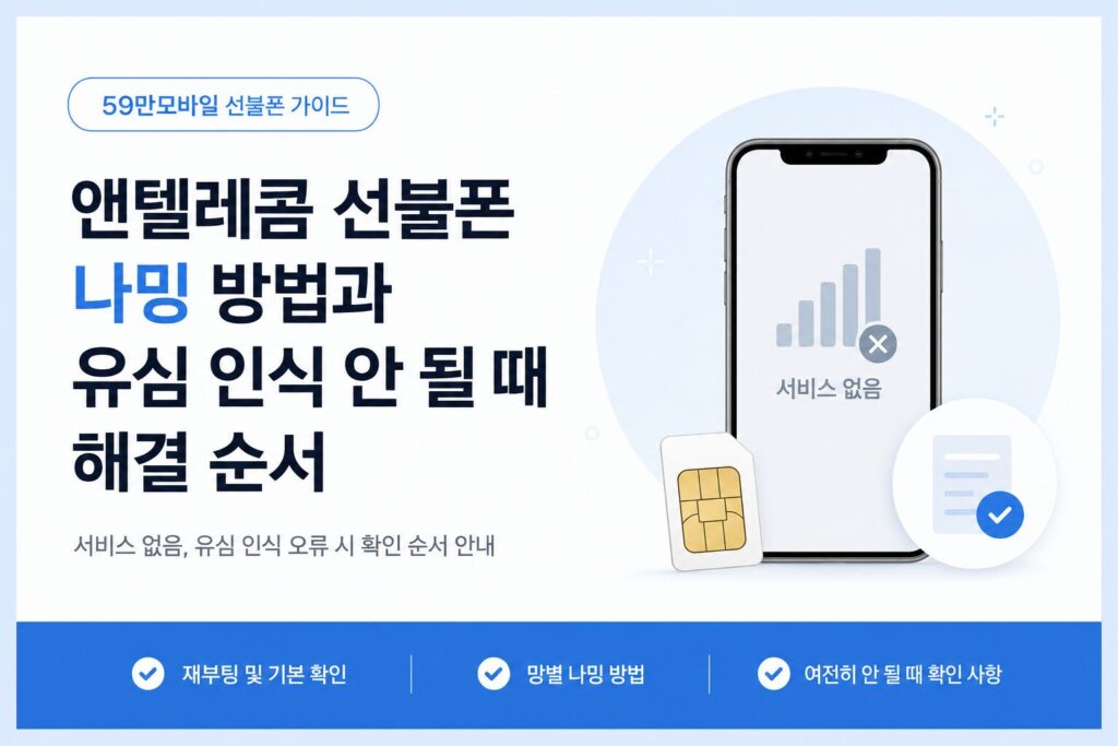 앤텔레콤 선불폰 나밍 방법, 유심 인식 안 될 때 확인 순서