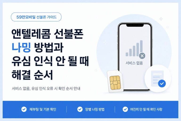 앤텔레콤 선불폰 나밍 방법, 유심 인식 안 될 때 확인 순서