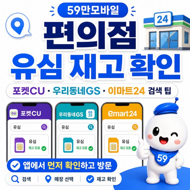 편의점 유심 재고 확인 방법｜포켓CU·우리동네GS·이마트24 검색 팁