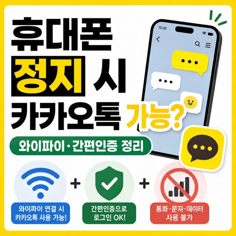 휴대폰 정지 시 카카오톡 사용 가능할까? 와이파이·간편인증 정리