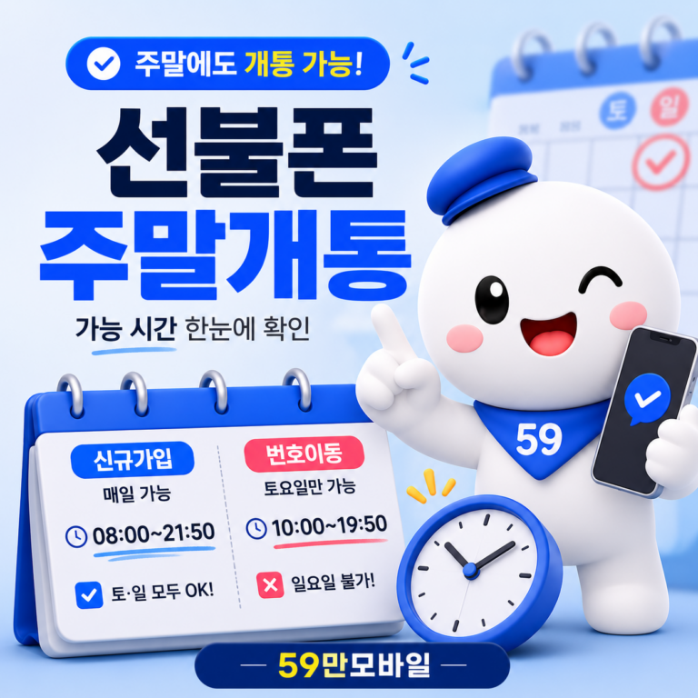 선불폰 주말개통 가능 시간과 토요일 일요일 셀프개통 안내