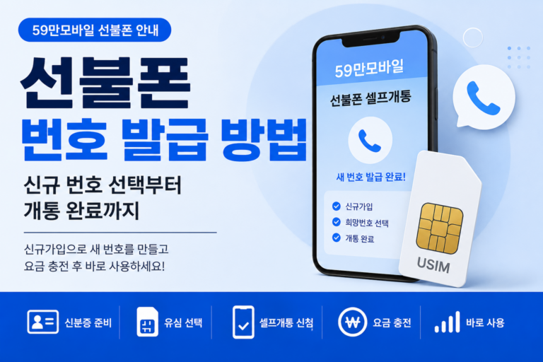 선불폰 번호발급 방법 신규번호 선택부터 개통완료까지